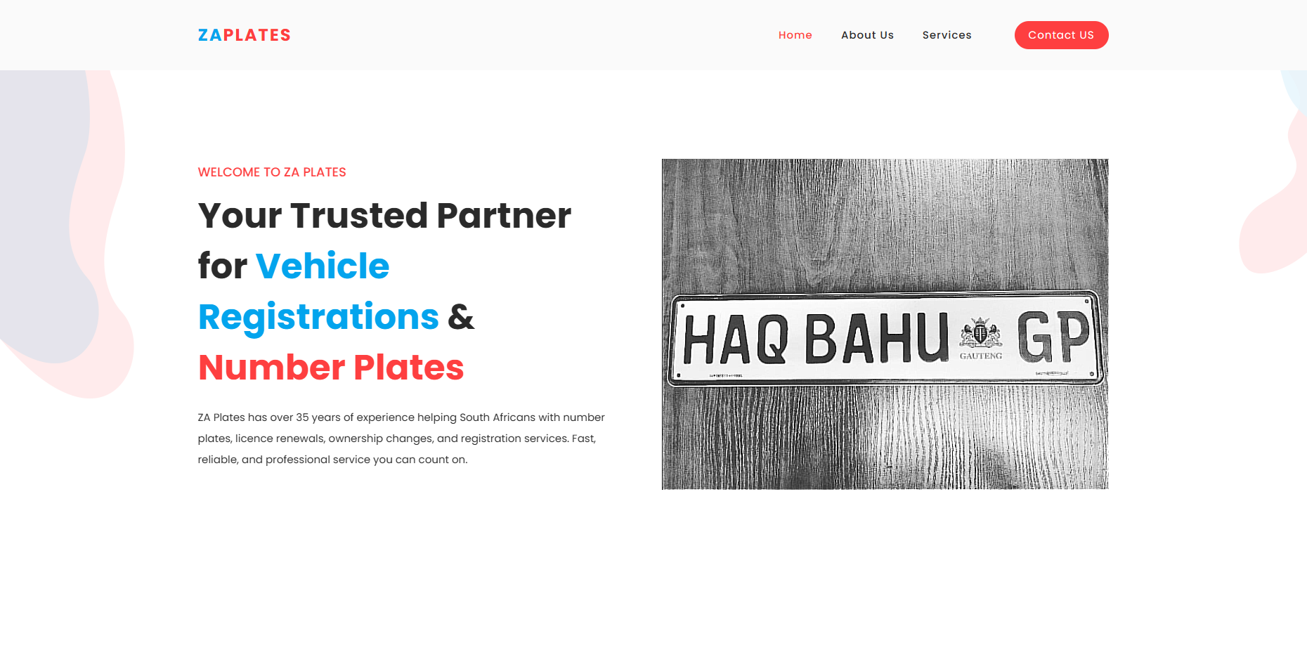 ZA Plates website preview